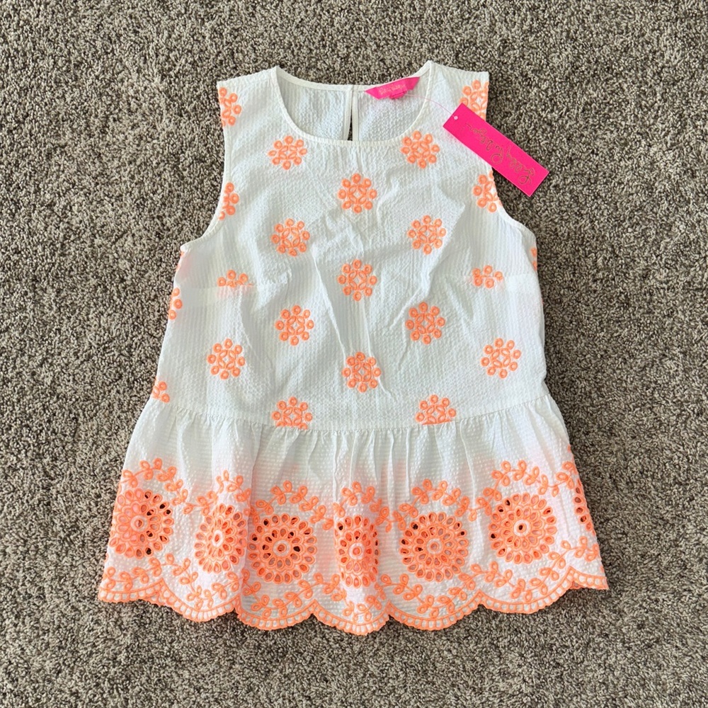 Lilly Pulitzer White and Orange Sleeveless Top